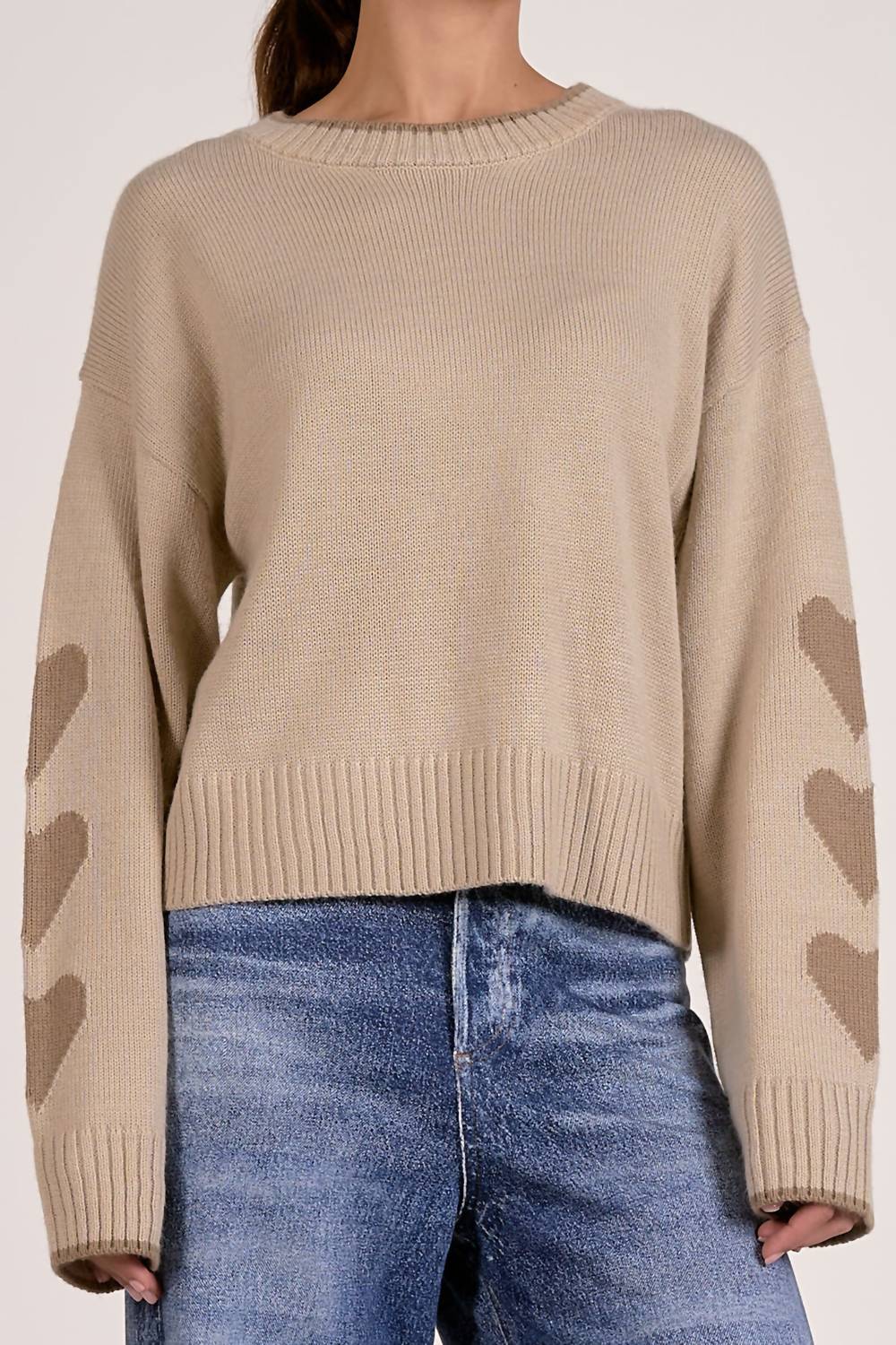 ELAN Hearts Sweater in beige - women's sweater - view 5