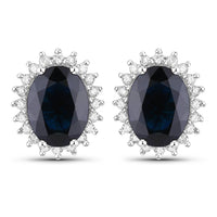 Diana M Jewels Women's Oval Natural Sapphire Stud Earrings (3.32 Ct) - Signature Plus in 14k white gold - women's jewelry