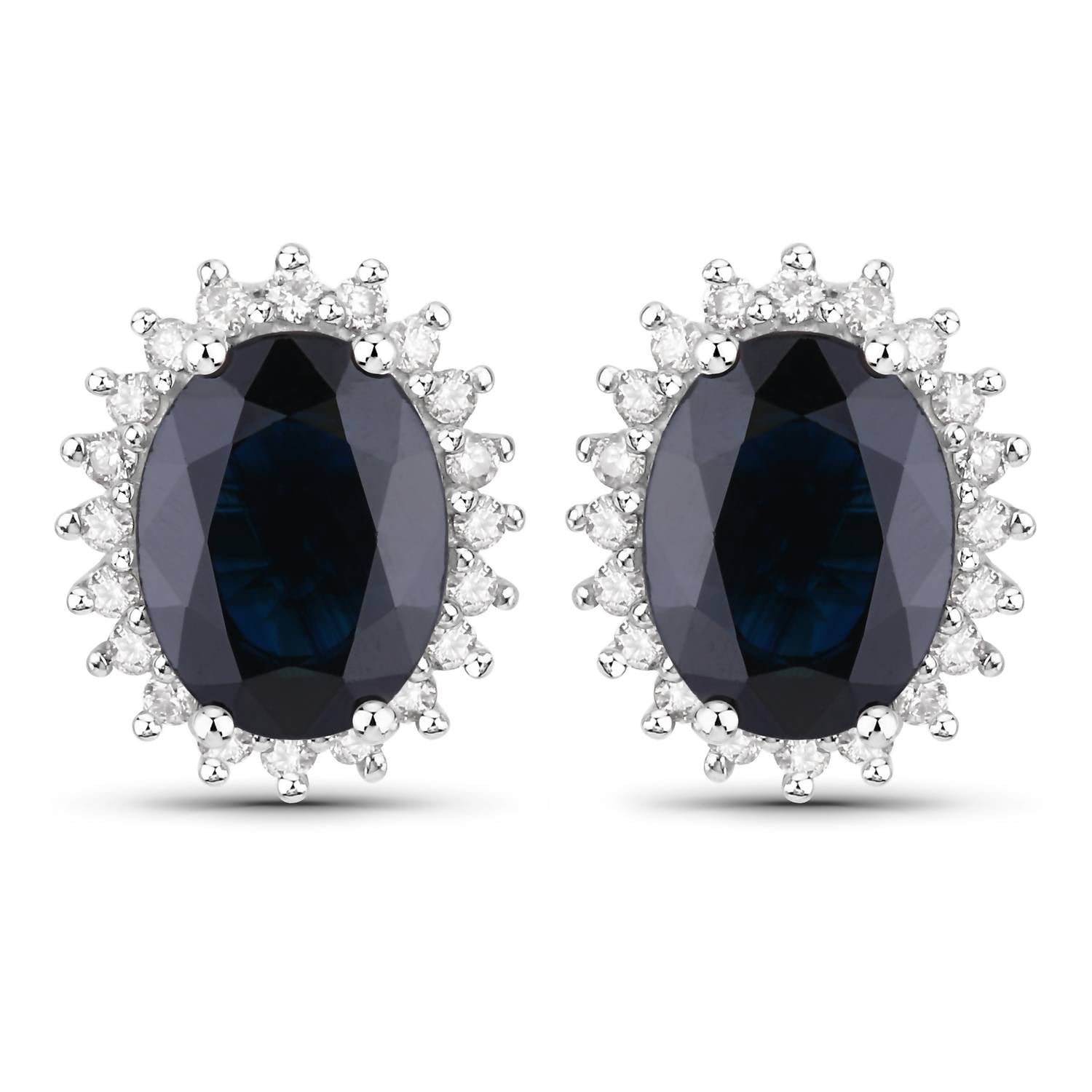 Diana M Jewels Women's Oval Natural Sapphire Stud Earrings (3.32 Ct) - Signature Plus in 14k white gold - women's jewelry