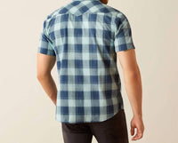 ARIAT Men's Retro Shirt in medium blue - men's shirt - detail view