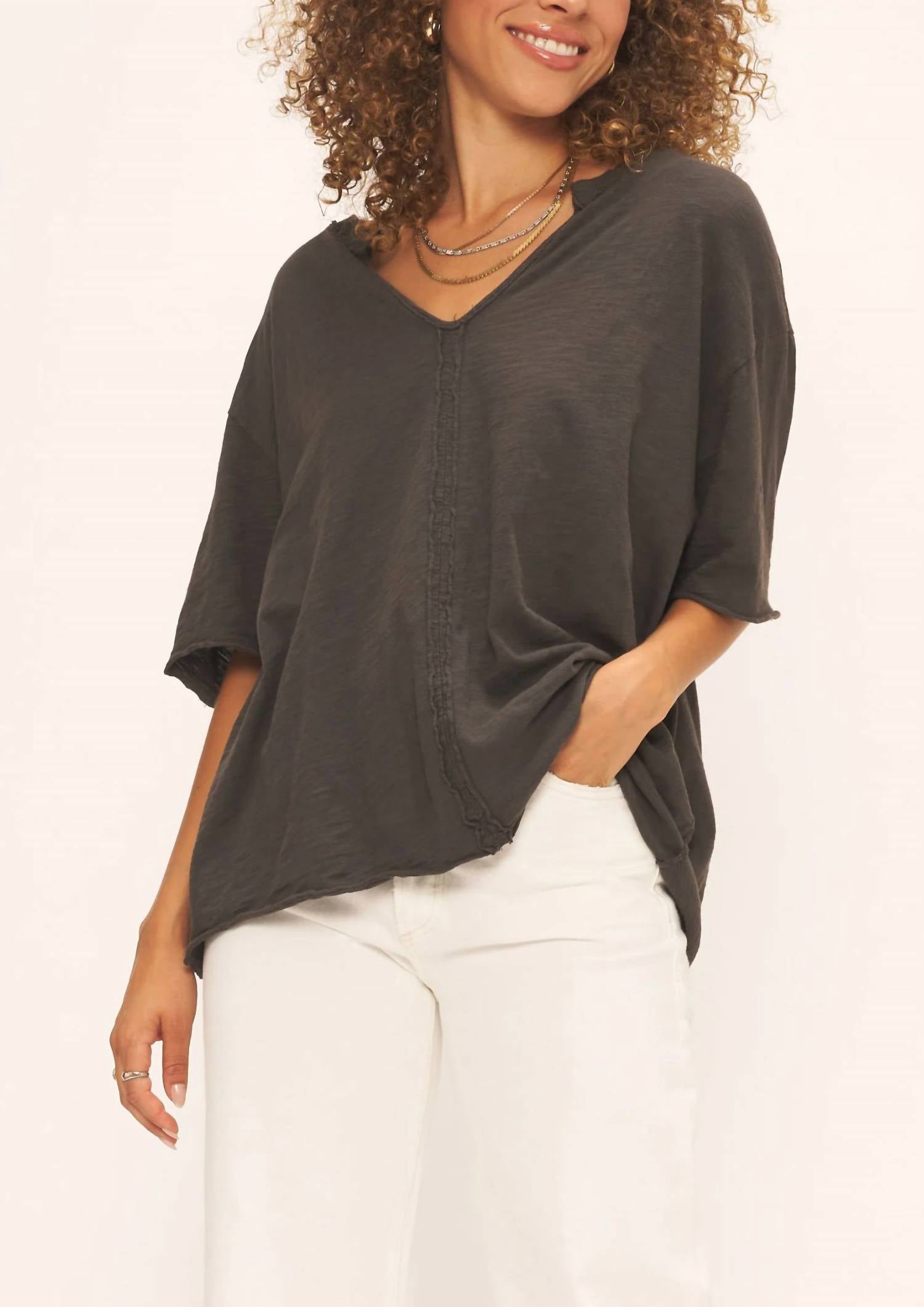 Project Social T - Georgia Notch Neck Slub Tee