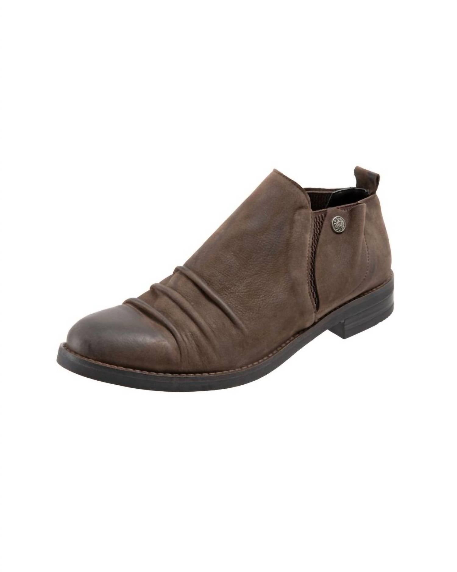 bueno Women's Pina Ruched Toe Shoes in brown eagle nubuck - women's flats - detail view