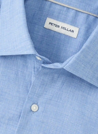 PETER MILLAR Highlands Soft Twill Cotton Shirt in blue - men's long sleeve top - alternate view