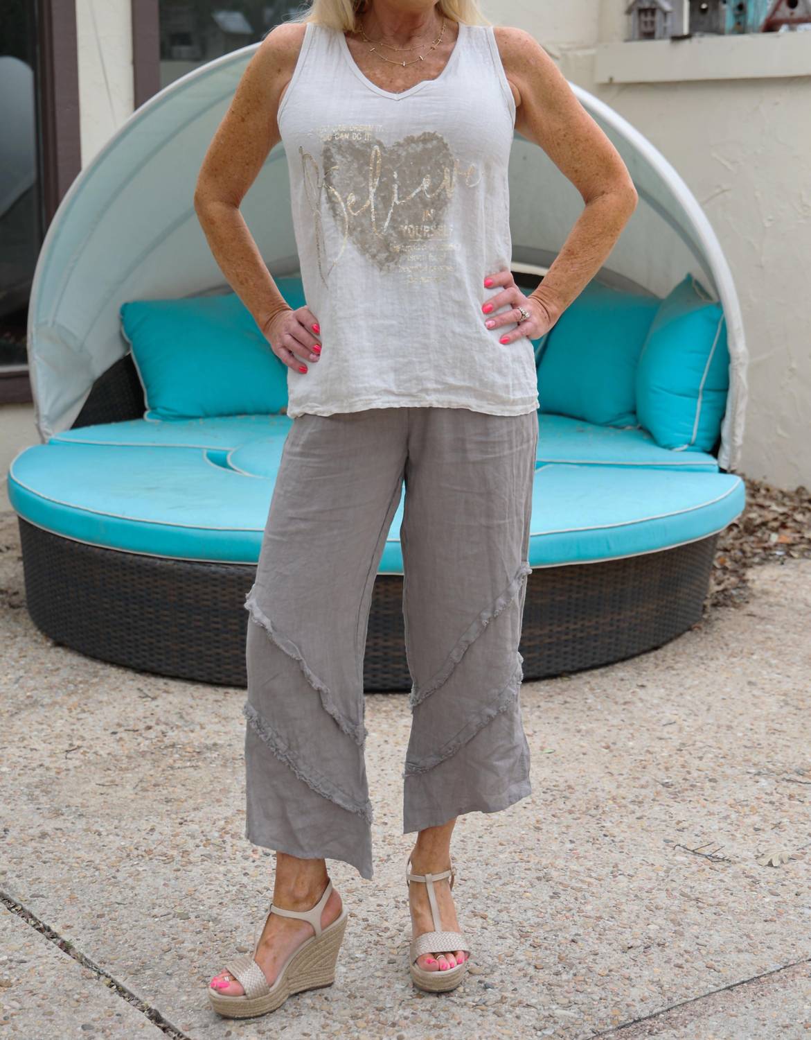 Sequin Heart "Believe" Tank Top
