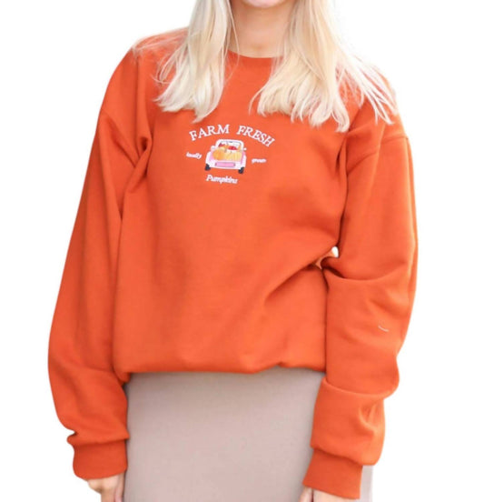 Distressed Vintage Couture - Farm Fresh Pumpkins Crewneck Sweater