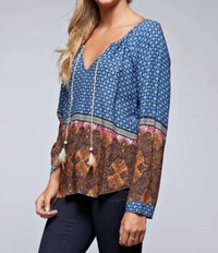 Lovestitch - Paisley Border Feather Tassel Top