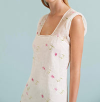 Marina Moscone - Stamped Plissé Sheath Midi Dress
