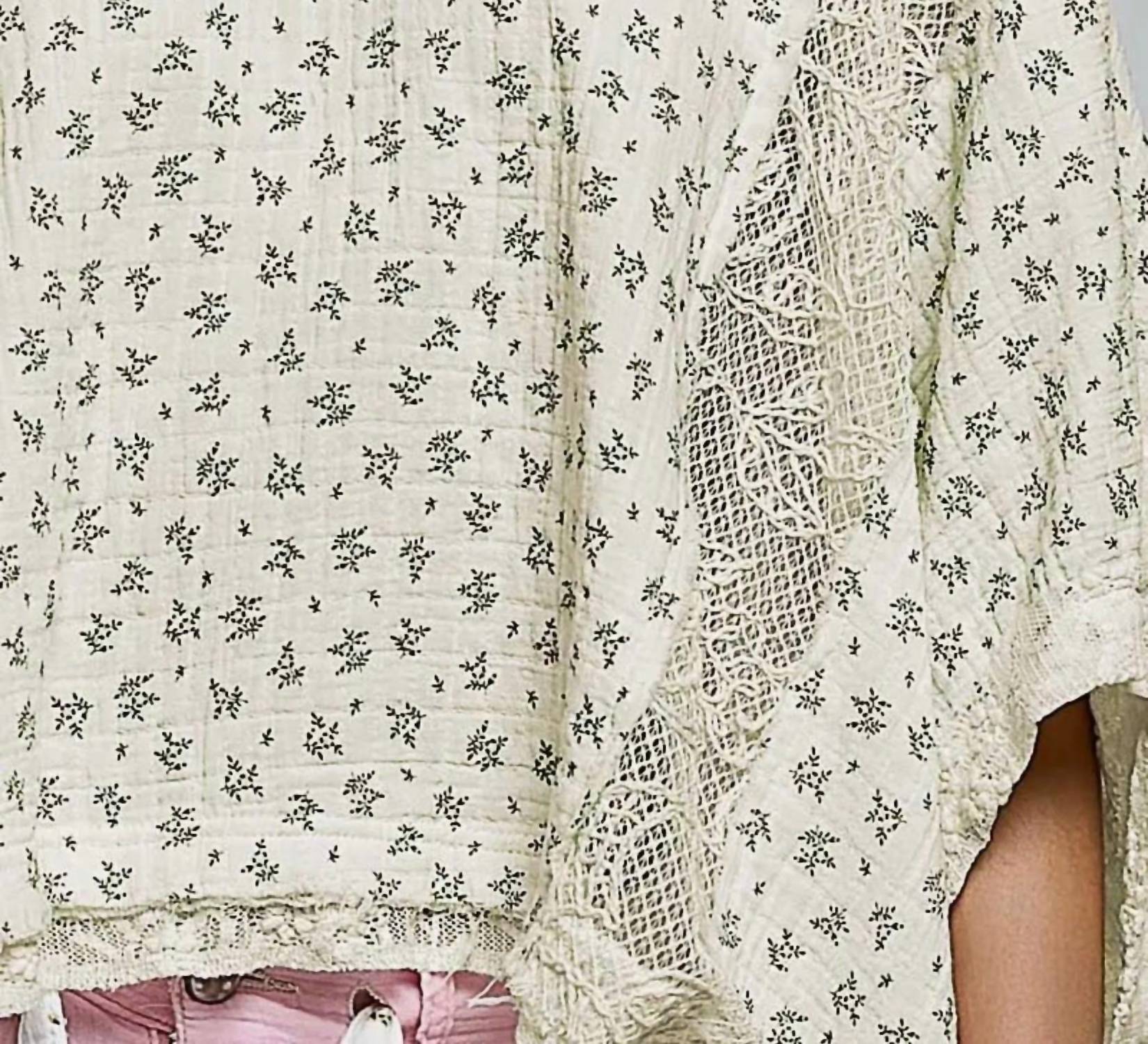 POL Floral Sheer Top in ivory - women's shirt - view 5