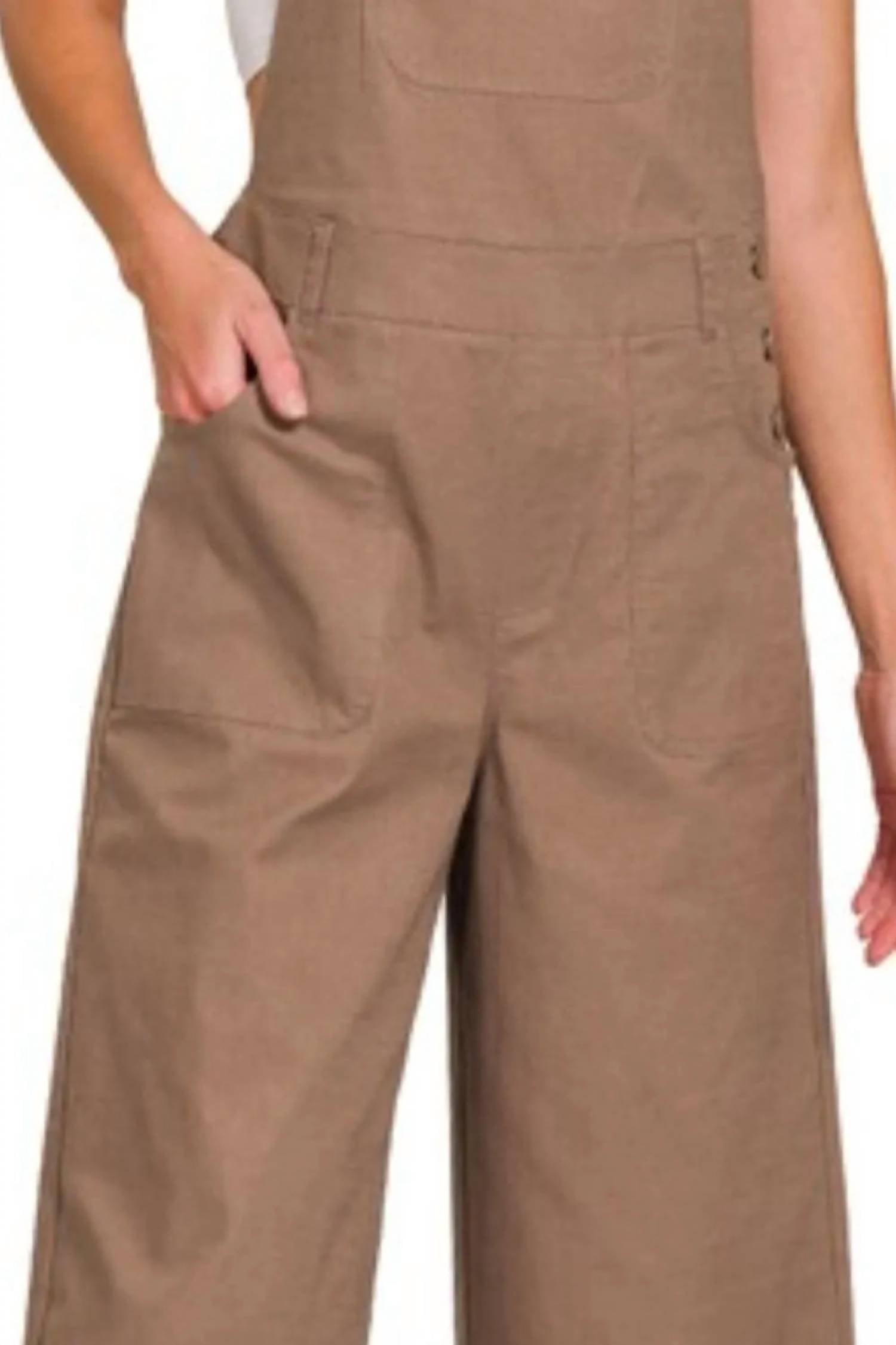 Zenana - Woven Spaghetti Strap Overalls