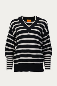 NATALIA STRIPED V-NECK JUMPER