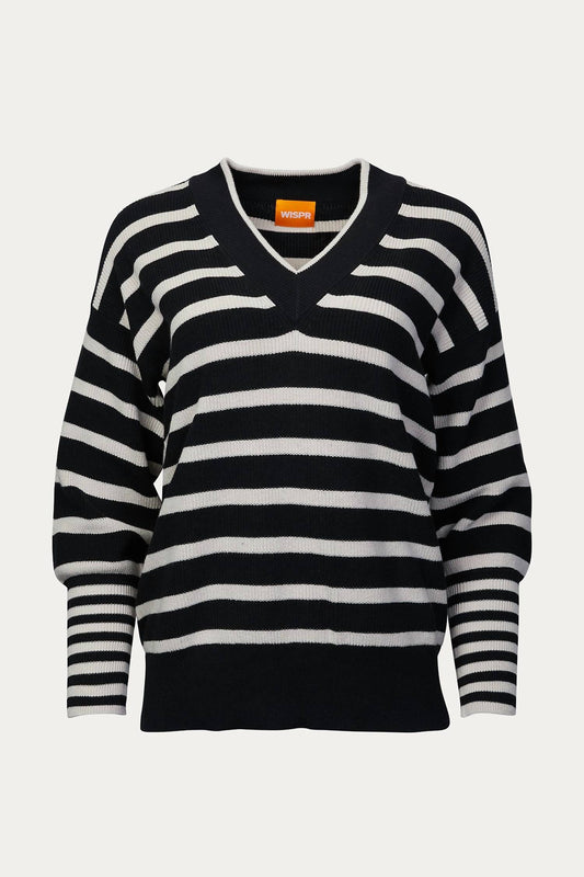 NATALIA STRIPED V-NECK JUMPER