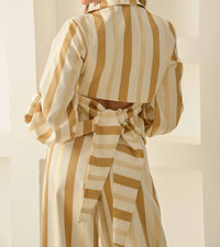 SANDY LIANG Regina Stripes Suit Set in bronze - women's sleepwear - alternate view