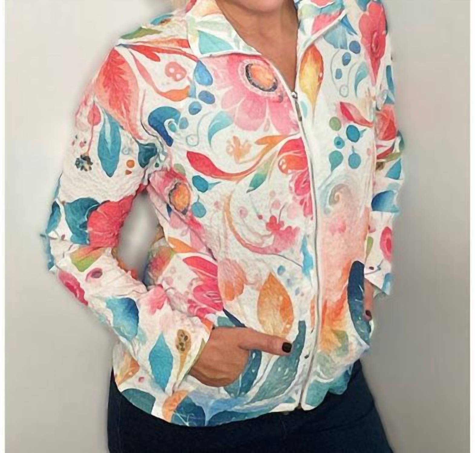 Ethyl - Bubble Print Zip Up Jacket
