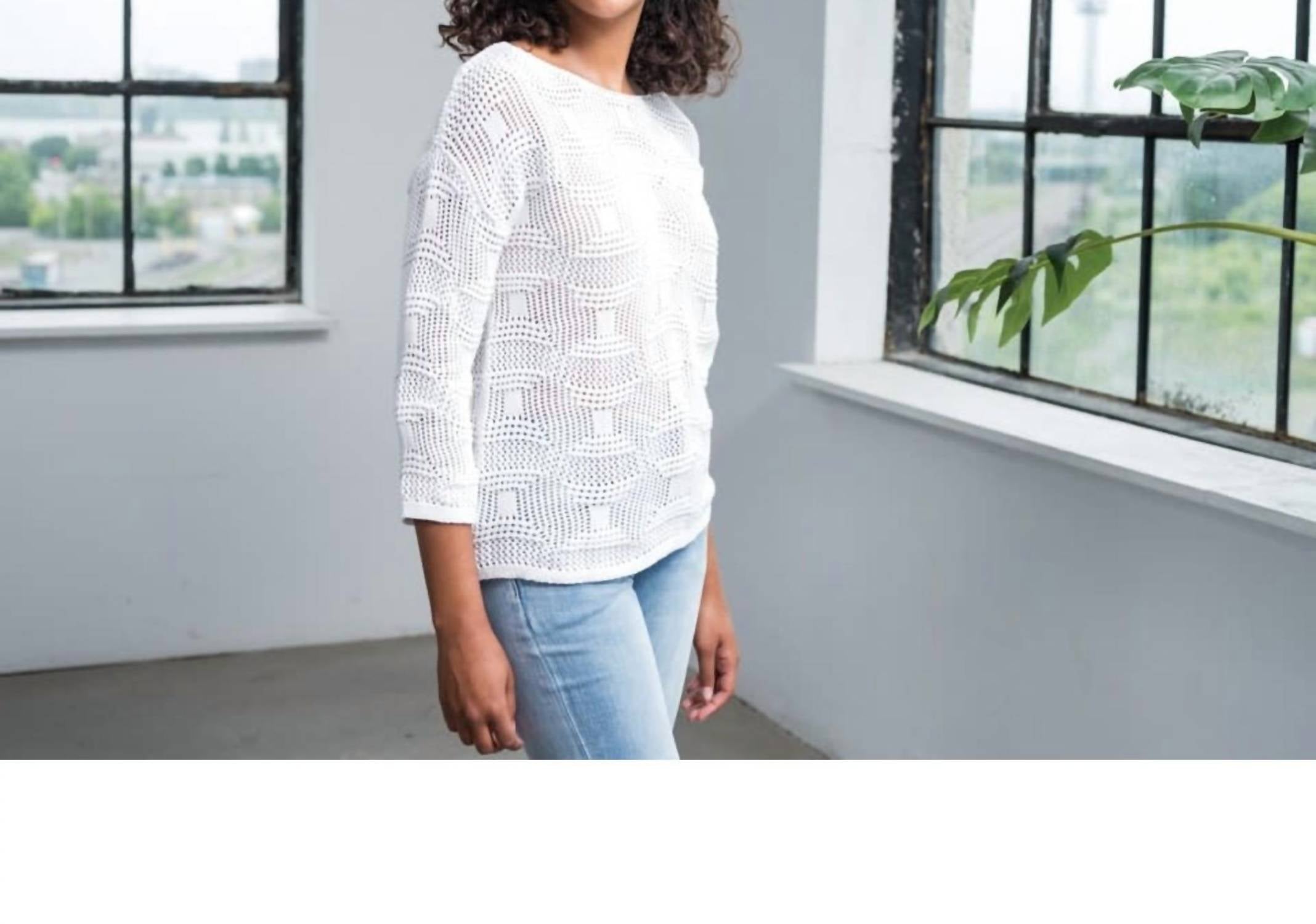 Alison Sheri - Knit Fishnet Patterned Sweater