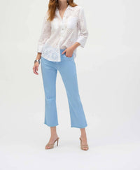 Joseph Ribkoff - Stretch Flare Crop Jeans With Frayed Hem