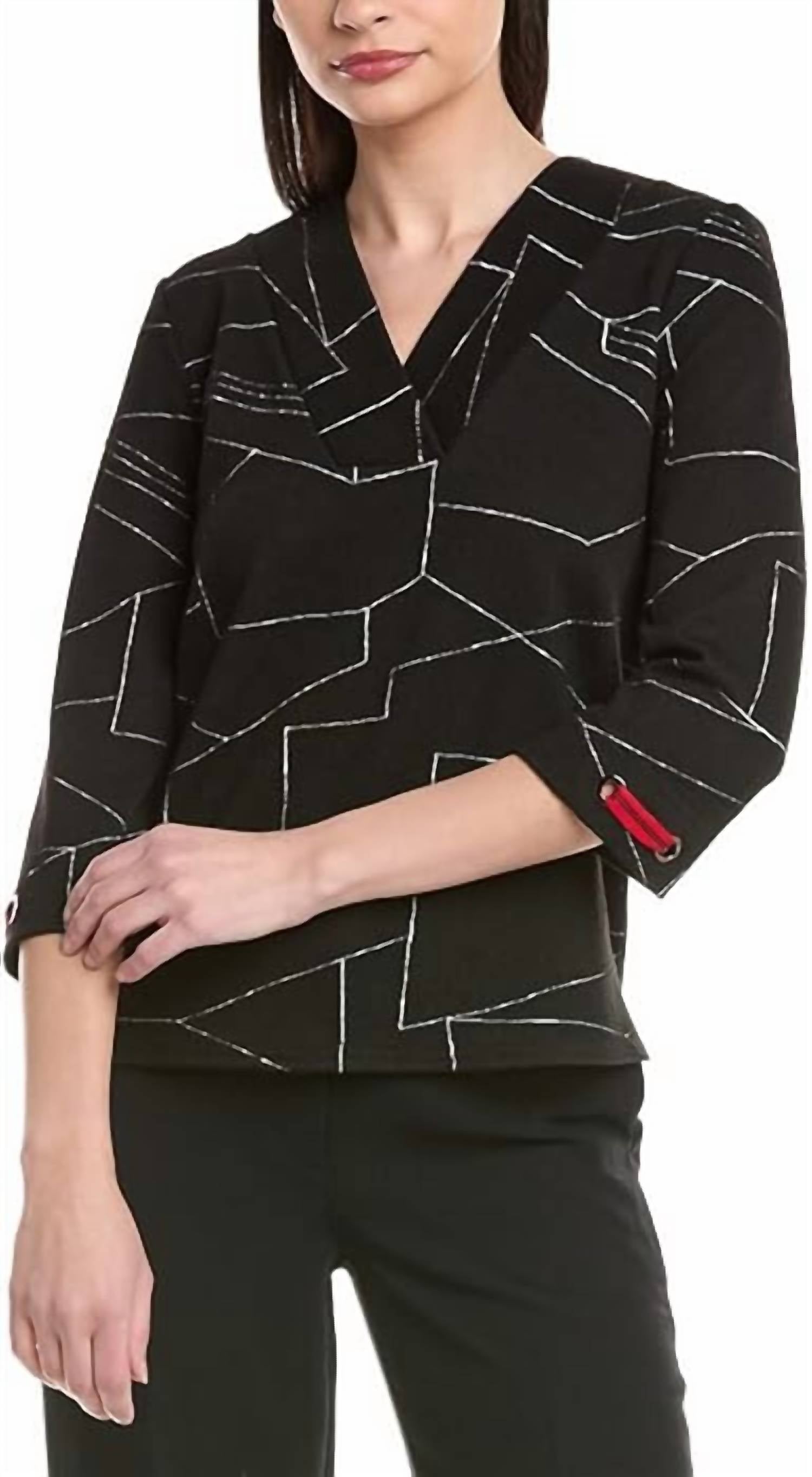 Joseph Ribkoff - Jacquard Knit Abstract Print Boxy Top