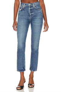 AGOLDE Riley Long High-waisted Straight Leg Jeans in moor - women's jeans - view 4