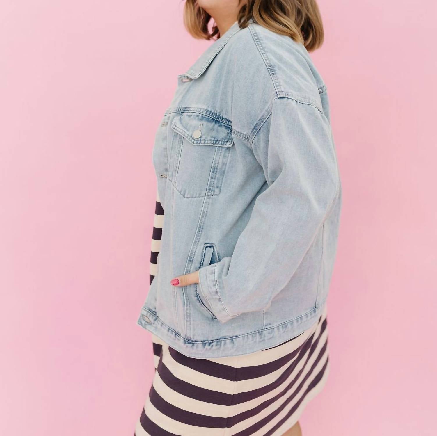 Mikarose Elodie Denim Jacket in light wash - women's jacket - view 7