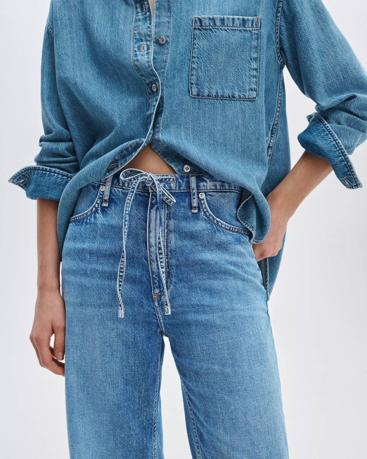 Rag & Bone - Phoebe Drawstring Wide Leg Jeans