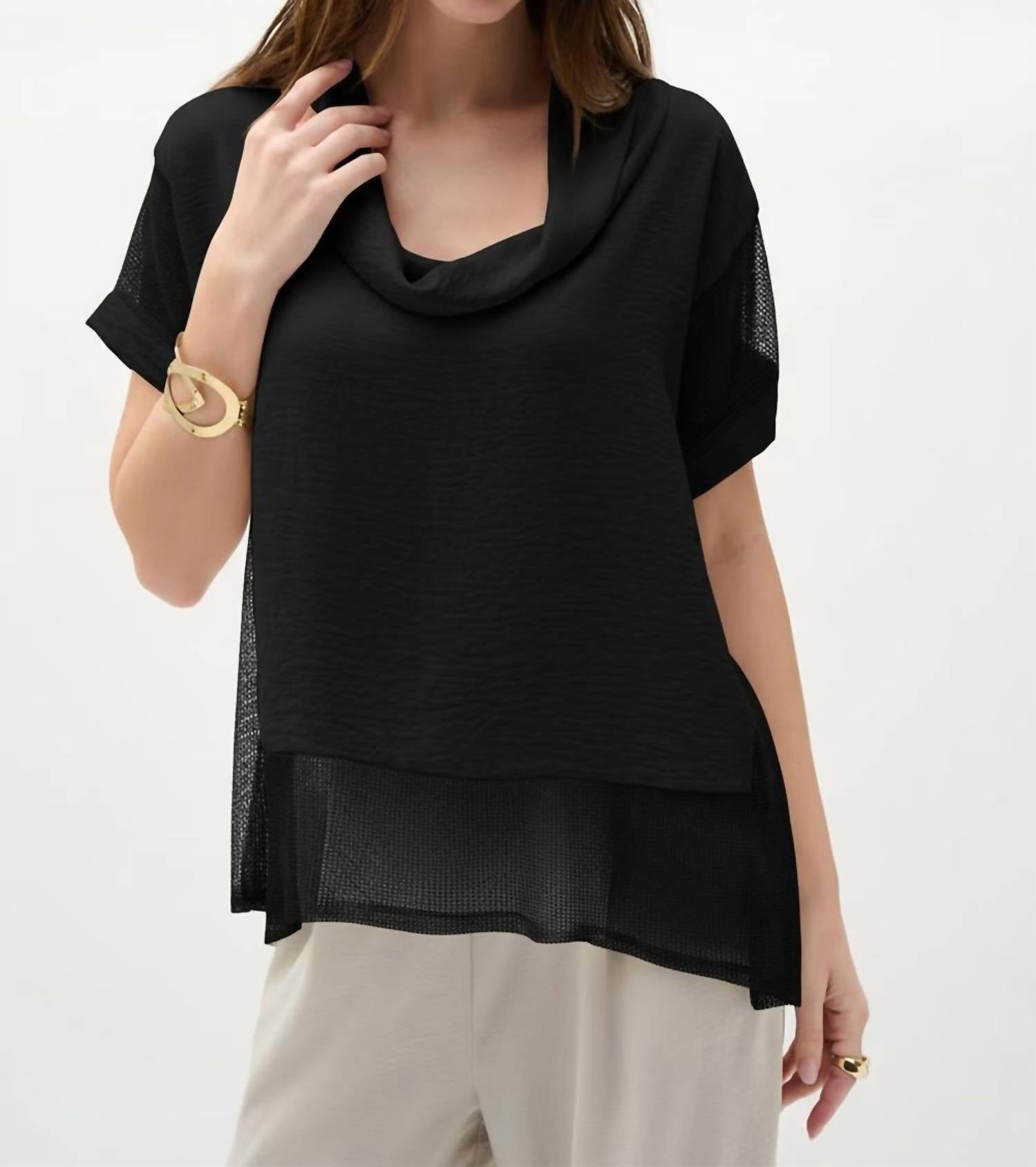 Joseph Ribkoff - Woven Gauze and Mesh Boxy Top