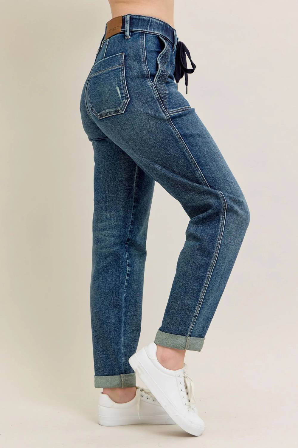 Judy Blue - High Waist Vintage Wash Jogger With Navy Drawstring