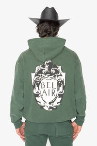 Cloney Bel Air Hoodie in dark green - men's shirt - detail view