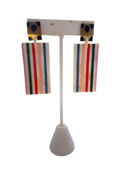 Sunshine Tienda - Women's Color Striped Cabana Earrings