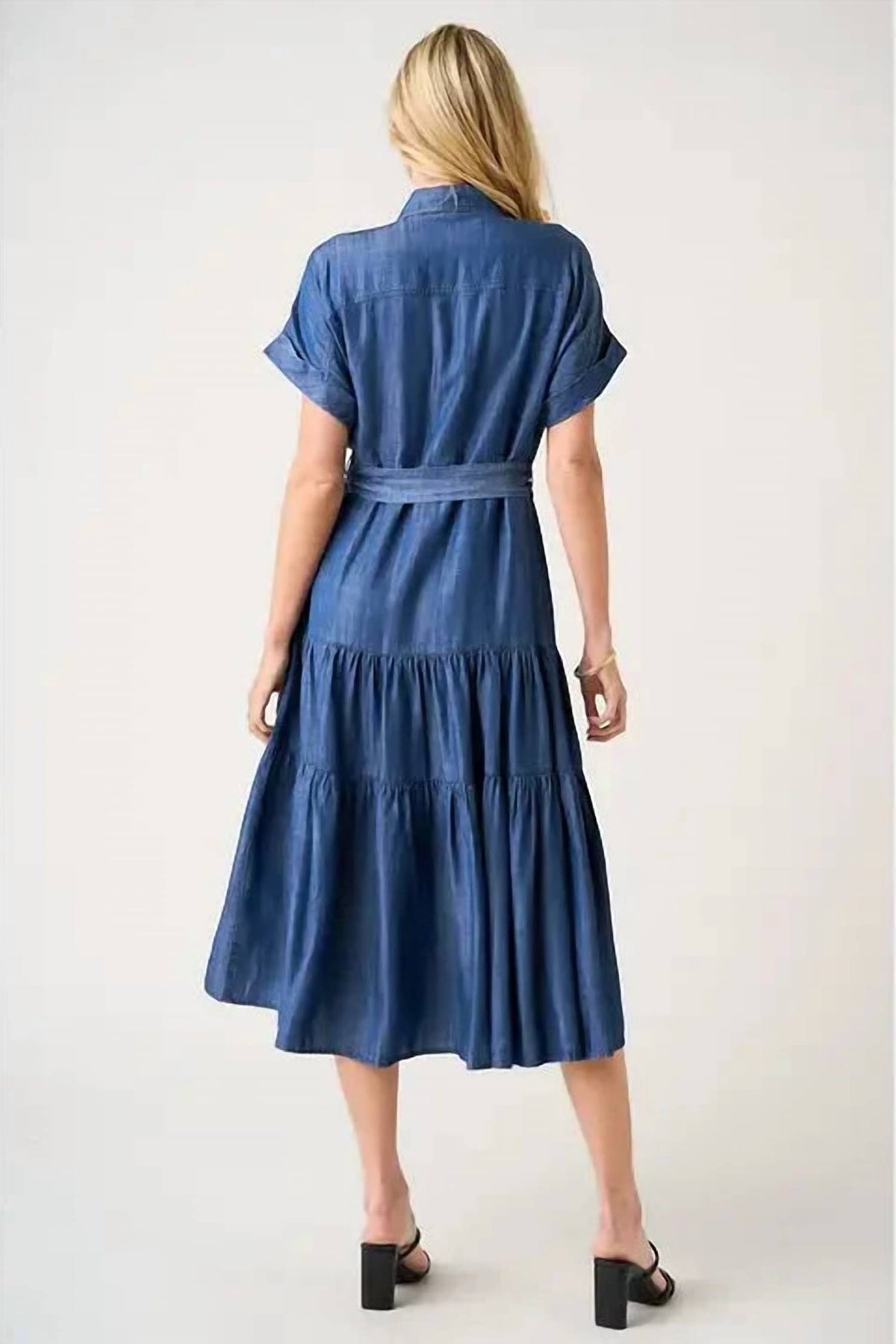 Mittoshop - Connar Tiered Shirt Style Midi Dress