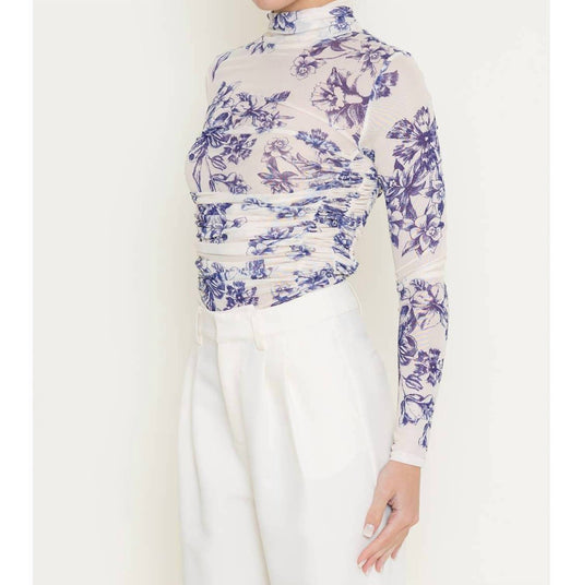 Fore - Mock Neck Sheer Floral bodysuit
