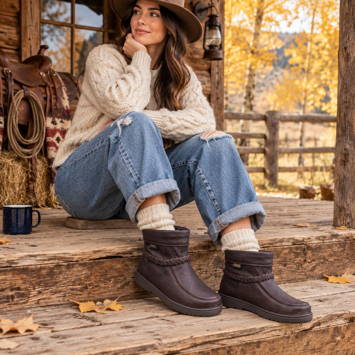 Manitobah Mukluks - WOMEN'S WATERPROOF ANKLE TAMARACK GRAIN MUKLUK BOOTS