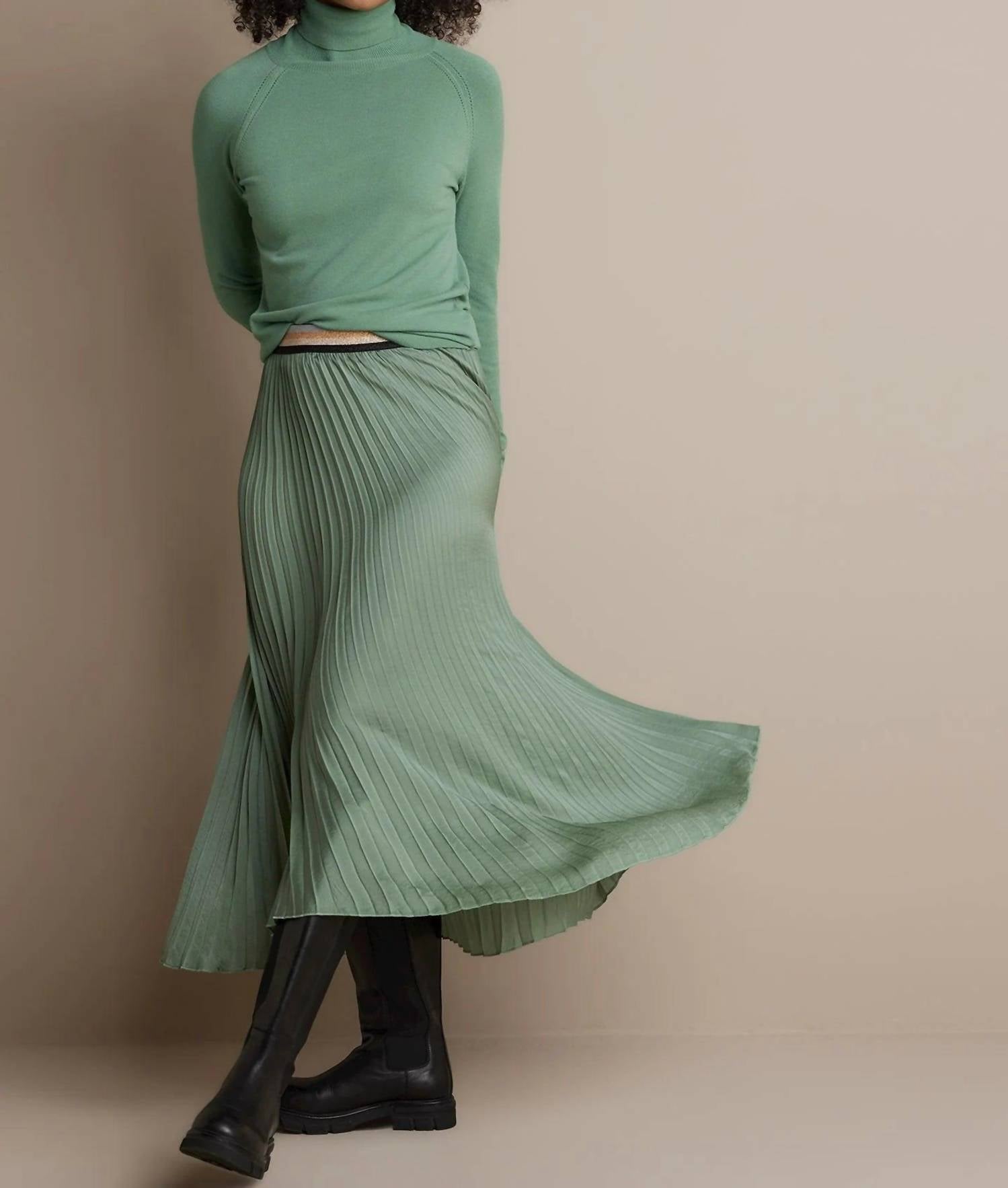 summum Women's Plisse Skirt in jade - women's skirt - alternate view