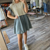 Entro - Striped Twofer Denim Dress