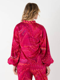 Emily McCarthy Lolli V-neck Top in venetian - women's long sleeve top - detail view