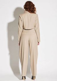 Circular Path - Asymmetric Crop Pinstripe Blazer