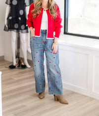 Fate - Contrast Bow Detail Open Cardigan