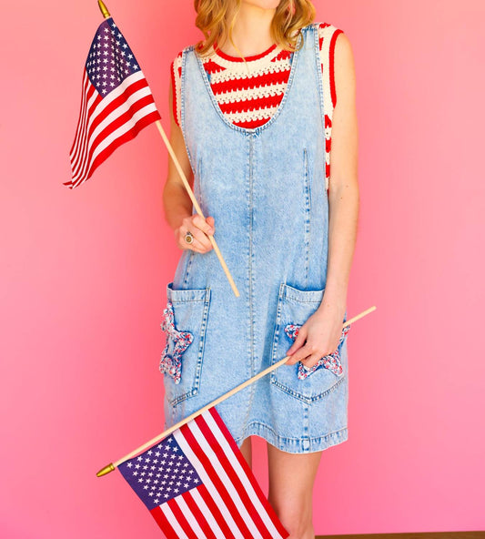 Peach Love - All Star Denim Mini Dress