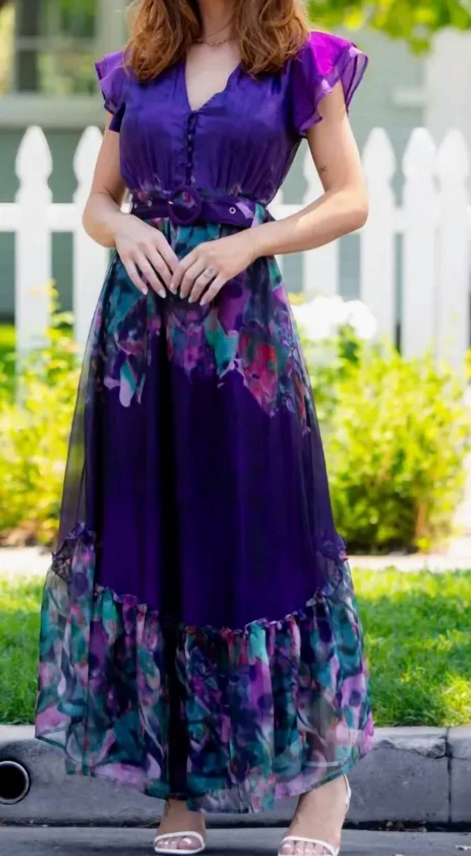 Rokoko - Watercolor Belted Maxi Dress