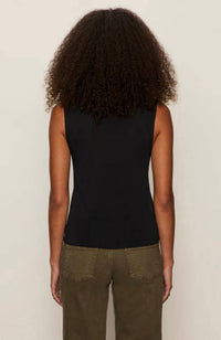 Sanctuary Knitted Button Front Top - Plus in black - women's blouse - detail view