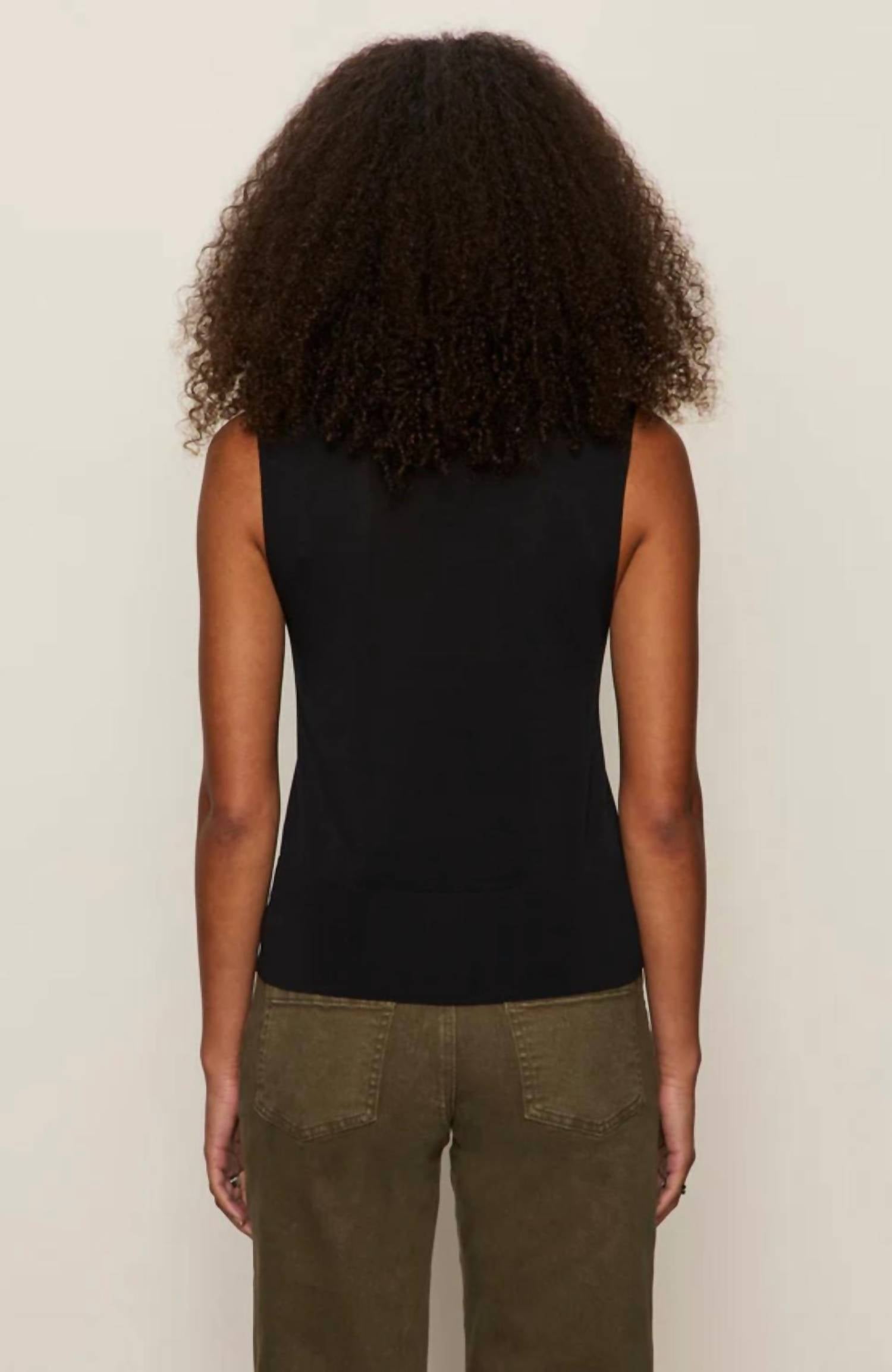 Sanctuary Knitted Button Front Top - Plus in black - women's blouse - detail view