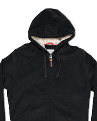 Iron & Resin Men's Corduroy Bunker Hoodie in black - men's shirt - detail view