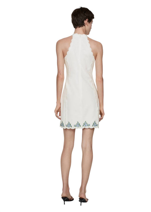 Fate - Embroidered Scalloped Linen Dress