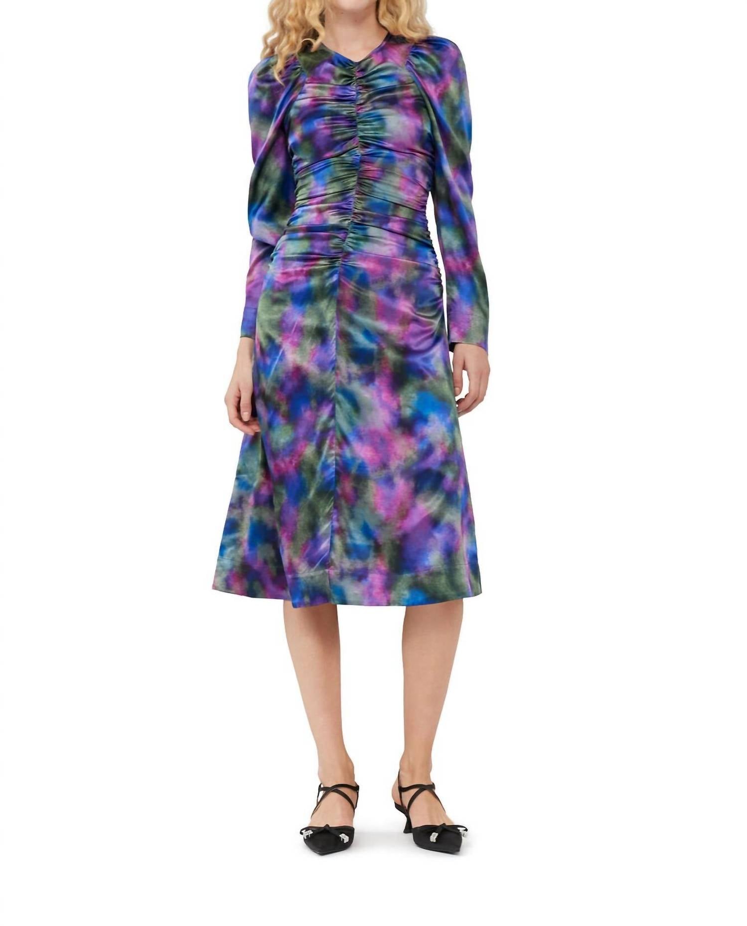 Ganni - Silk Satin O-neck Midi Dress