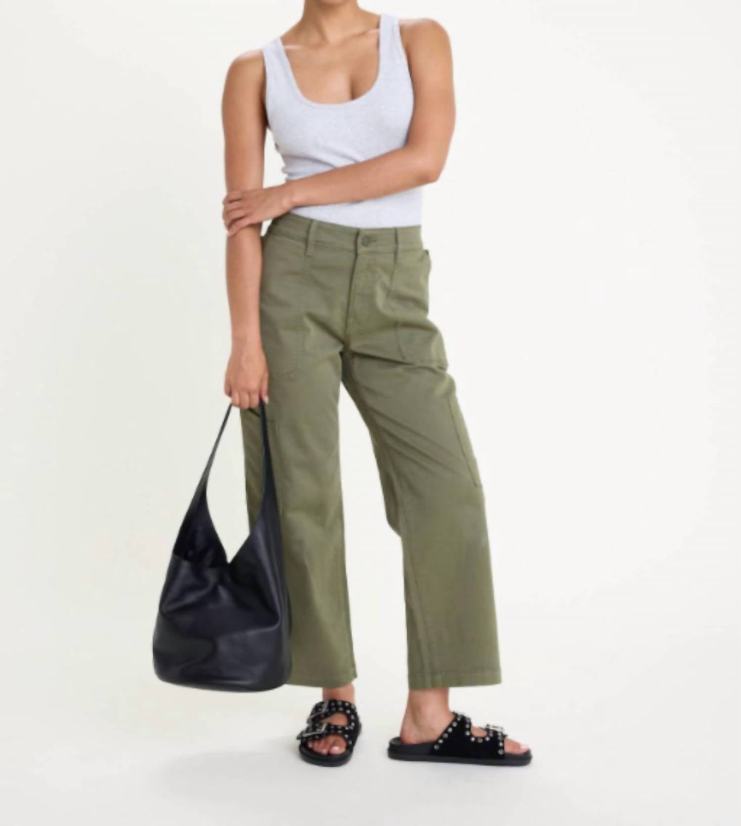 Good American - Women's Cargo Cropped Twill Pants