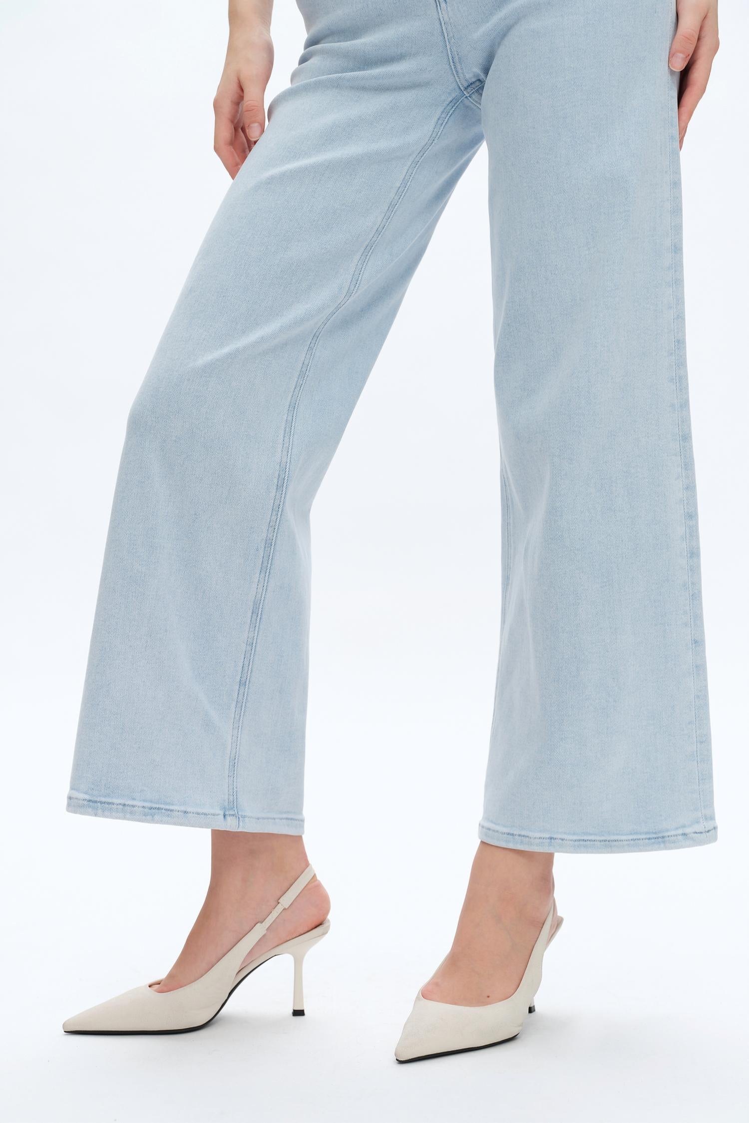Bayeas Lisa Mid Rise Wide Leg Jeans in wathet - women's jeans - alternate view