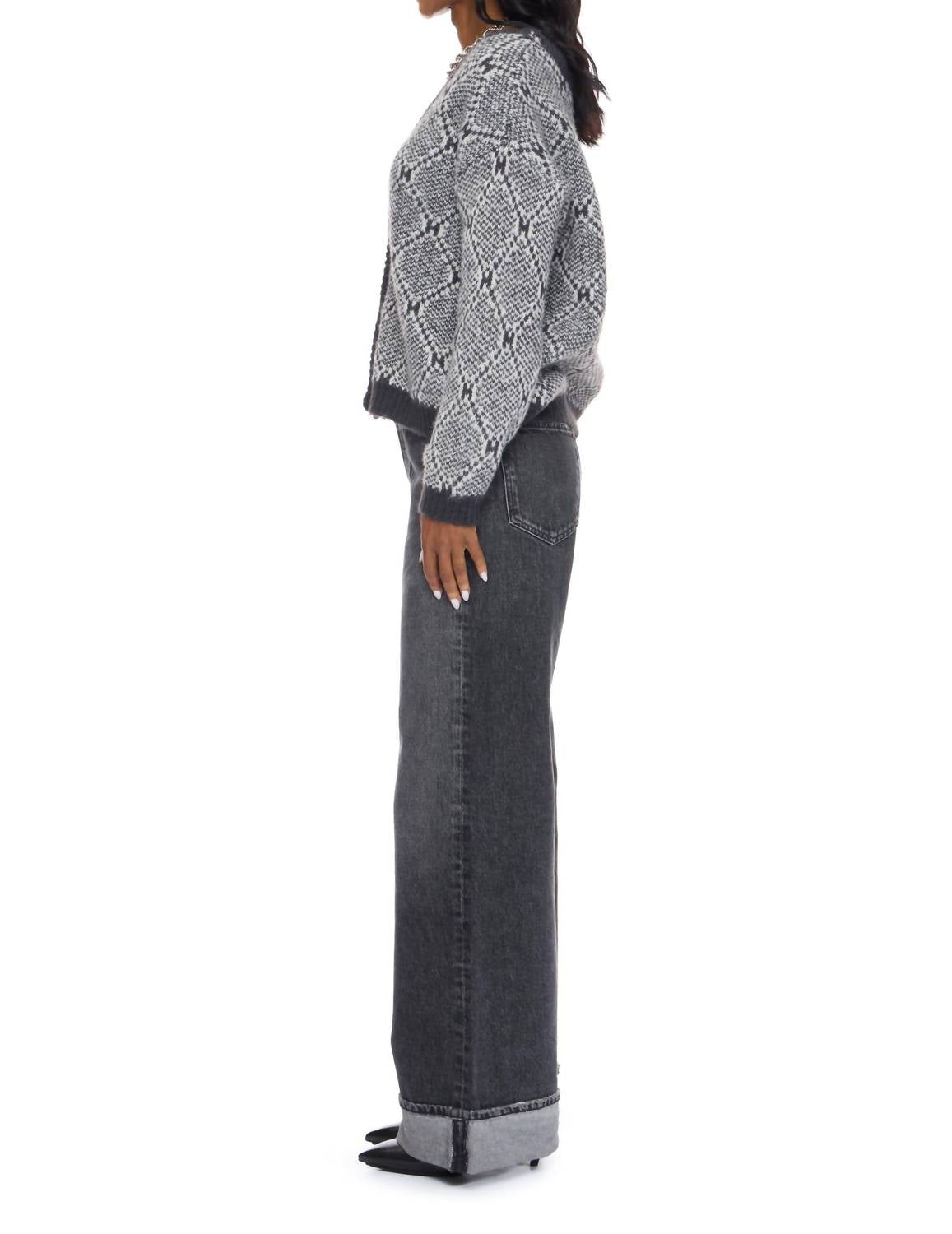 VERO MODA Rory V-neck Cardigan in anthracite light grey - women's cardigan - alternate view