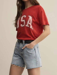Z Supply Usa Boyfriend Tee in red - women's t-shirt - alternate view