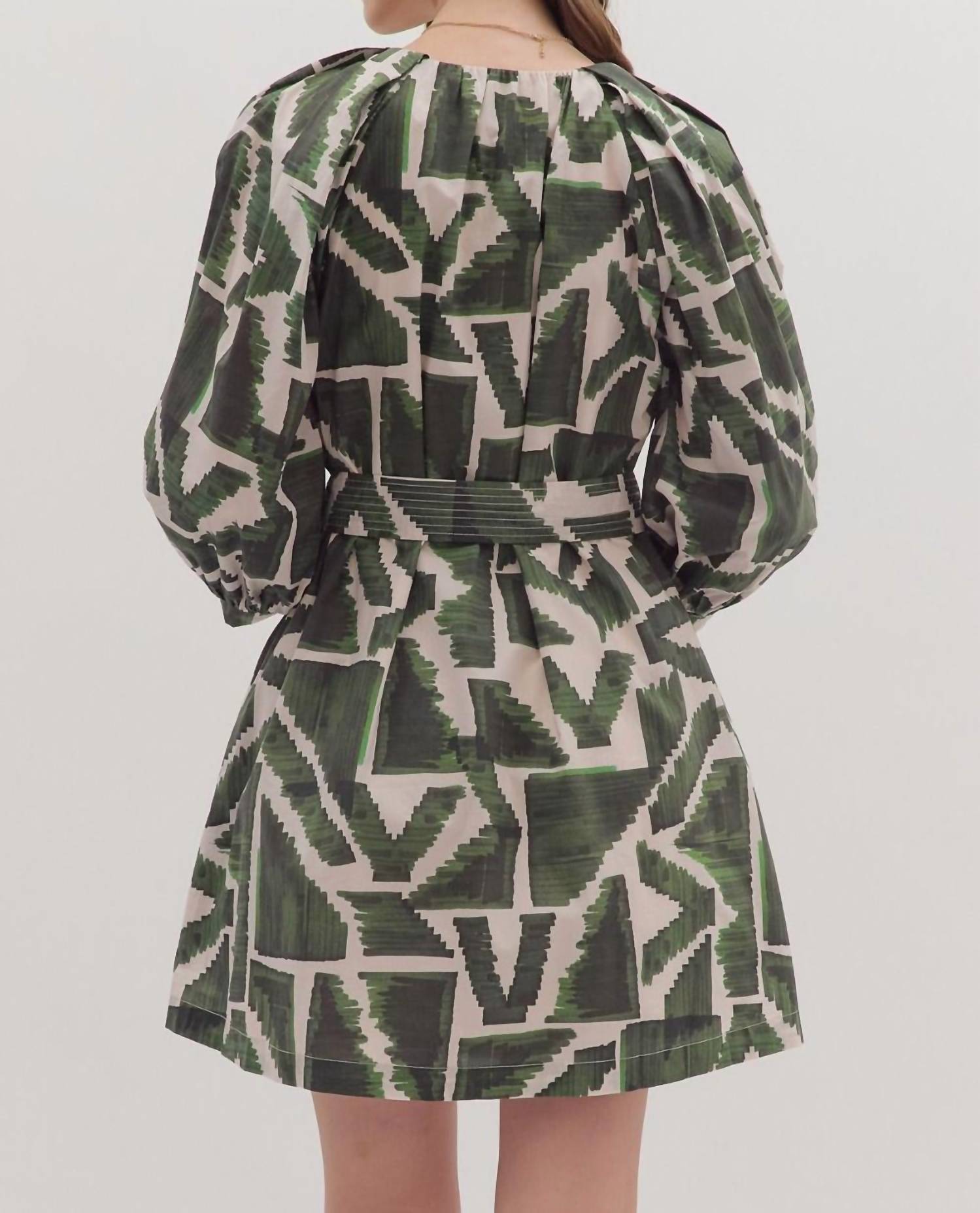 Entro - Zipper Detailed Geometric Mini Dress