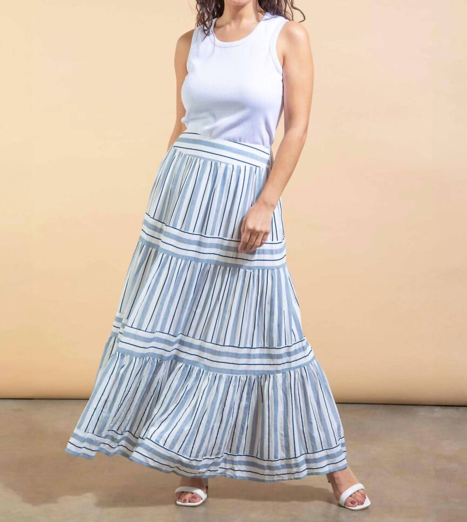 Papillon Women's Tiered Skirt in blue - women's skirt