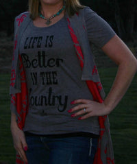 Ali Dee Wholesale Life Is Better In The Country Tee in the country tee in gray - women's t-shirt - detail view