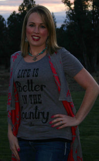 Ali Dee Wholesale Life Is Better In The Country Tee in the country tee in gray - women's t-shirt - alternate view